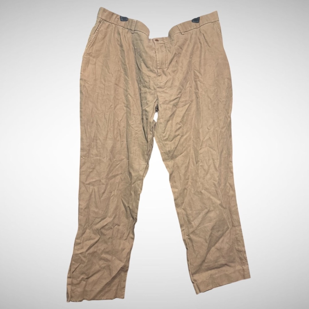 Polo Ralph Lauren pants Mens 42 X 30 linen solid brown chino loose hem beach